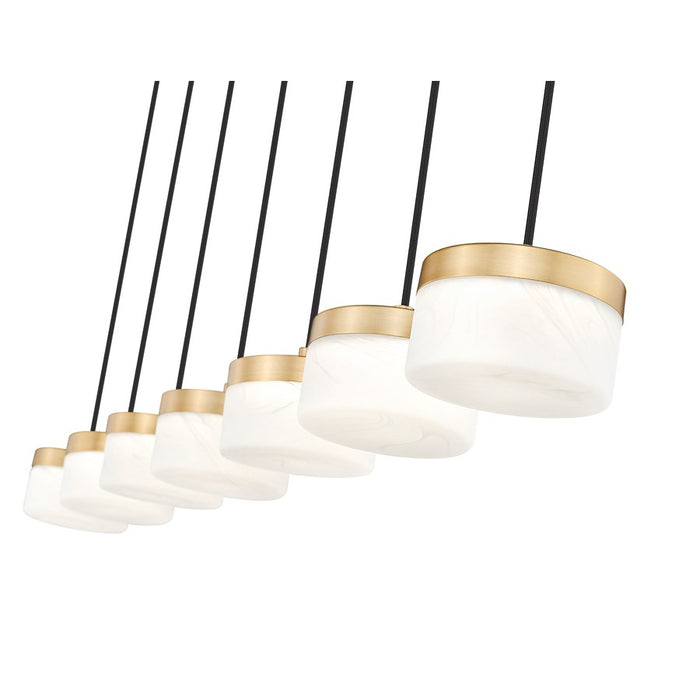 Z-Lite Renaud 7Lt Linear Chandelier, Gold/Feathered White