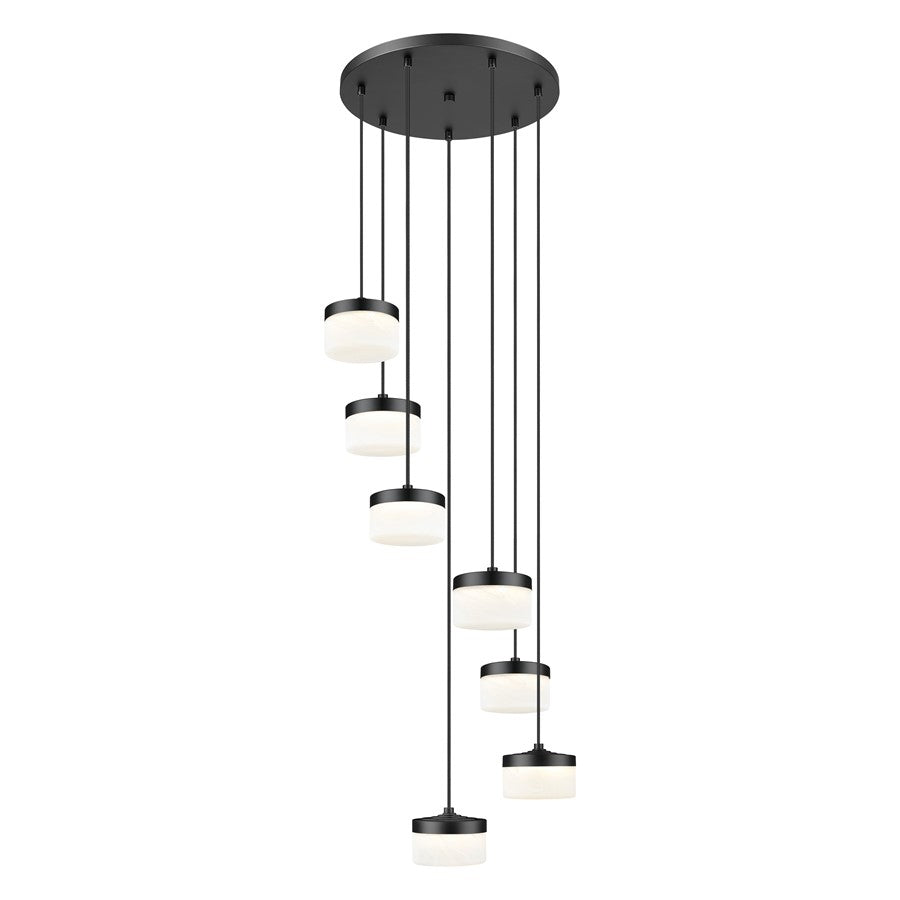 Z-Lite Renaud 7 Light Chandelier, Matte Black/Feathered White - 827P6-7R-MB-LED