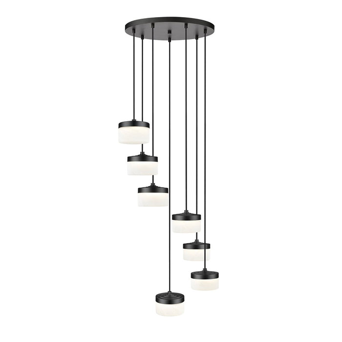 Z-Lite Renaud 7 Light Chandelier, Matte Black/Feathered White