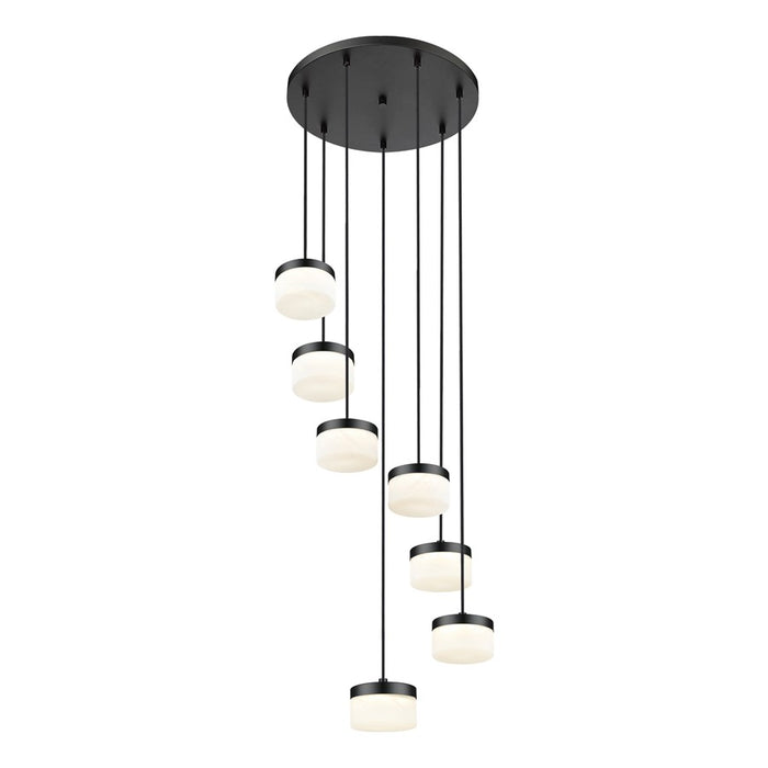 Z-Lite Renaud 7 Light Chandelier, Matte Black/Feathered White