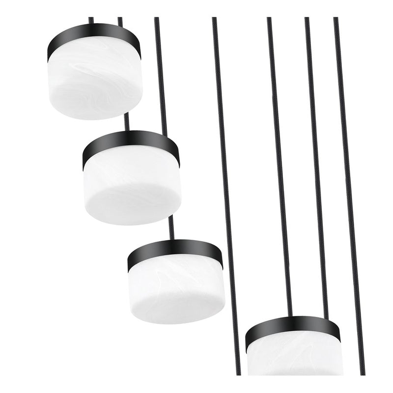 Z-Lite Renaud 7 Light Chandelier, Matte Black/Feathered White