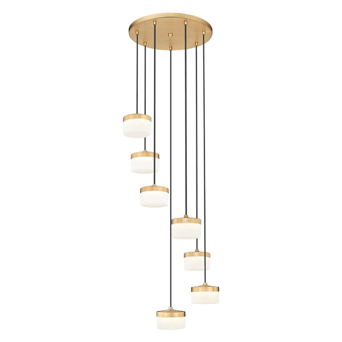 Z-Lite Renaud 7Lt Chandelier, Modern Gold/Feathered White - 827P6-7R-MGLD-LED