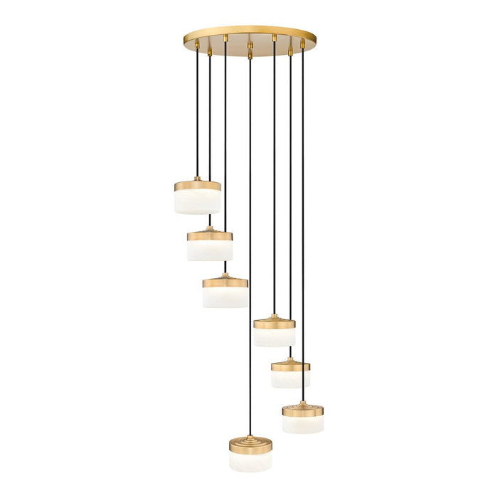 Z-Lite Renaud 7Lt Chandelier, Modern Gold/Feathered White