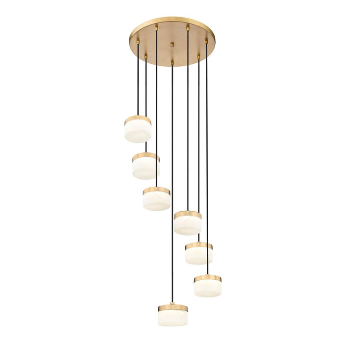 Z-Lite Renaud 7Lt Chandelier, Modern Gold/Feathered White