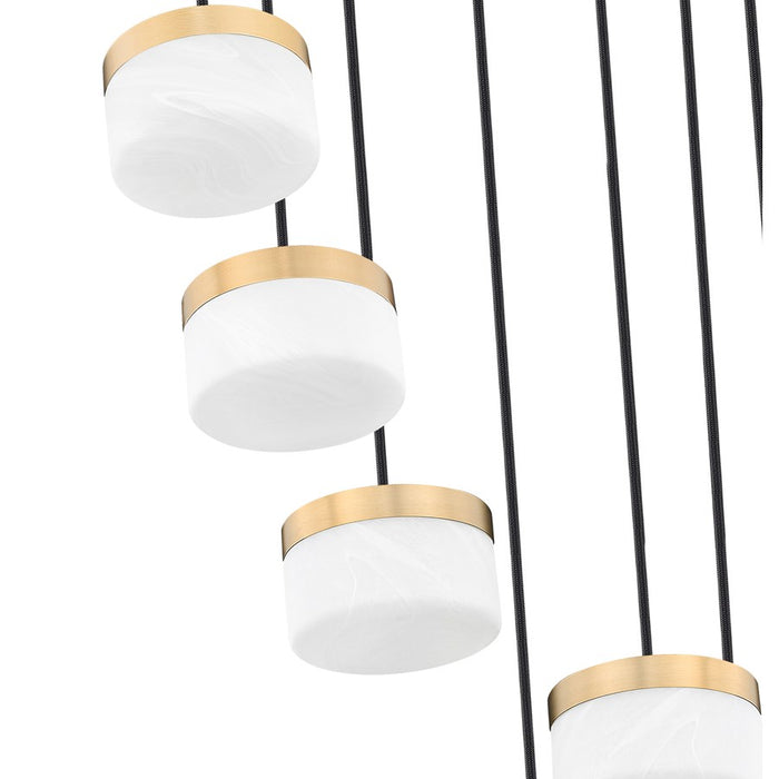Z-Lite Renaud 7Lt Chandelier, Modern Gold/Feathered White