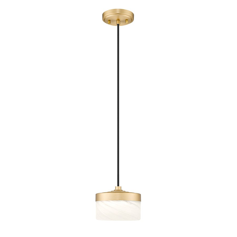 Z-Lite Renaud 1 Light 7" Pendant, Modern Gold/Feathered White - 827P6-MGLD-LED