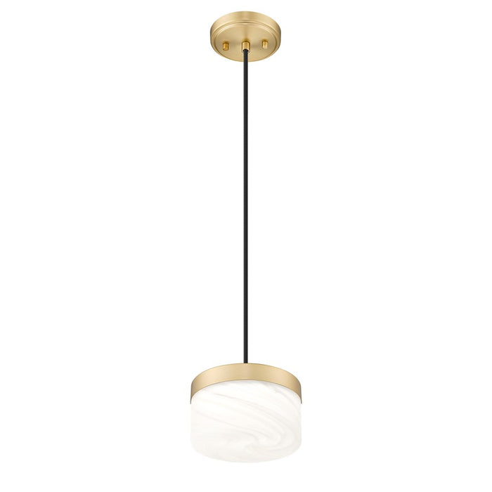 Z-Lite Renaud 1 Light 7" Pendant, Modern Gold/Feathered White