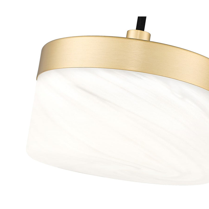 Z-Lite Renaud 1 Light 7" Pendant, Modern Gold/Feathered White