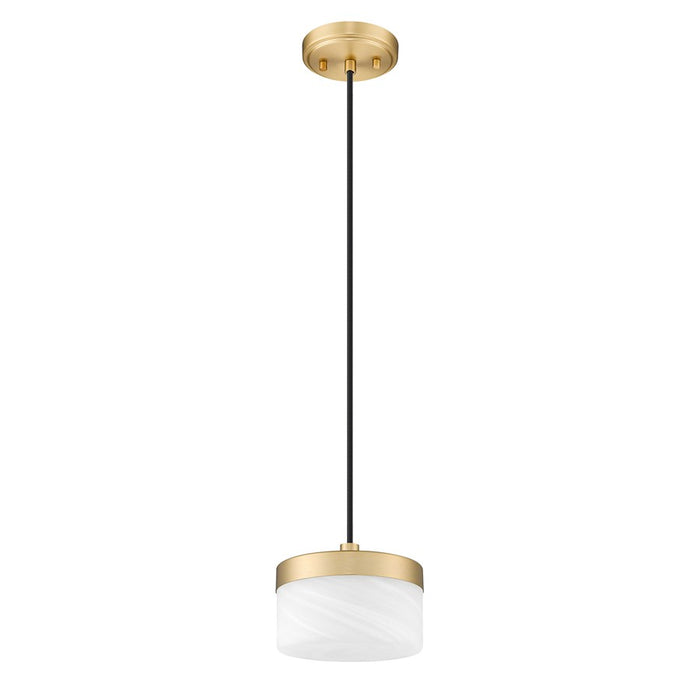 Z-Lite Renaud 1 Light 7" Pendant, Modern Gold/Feathered White