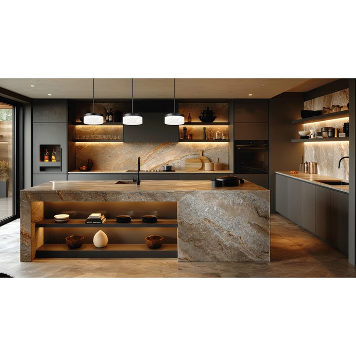 Z-Lite Renaud 1 Light 9" Pendant, Matte Black/Feathered White