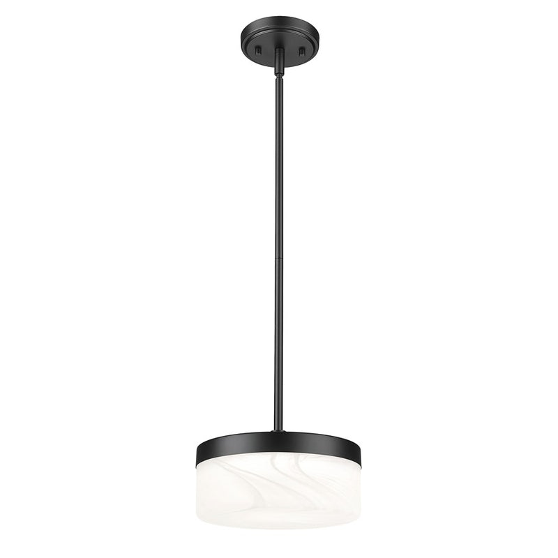 Z-Lite Renaud 1 Light 9" Pendant, Matte Black/Feathered White