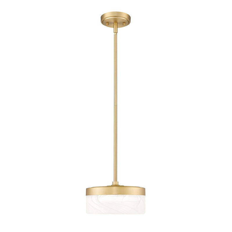 Z-Lite Renaud 1 Light 9" Pendant, Modern Gold/Feathered White - 827P9-MGLD-LED
