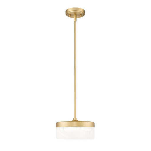 Z-Lite Renaud 1 Light 9" Pendant, Modern Gold/Feathered White - 827P9-MGLD-LED