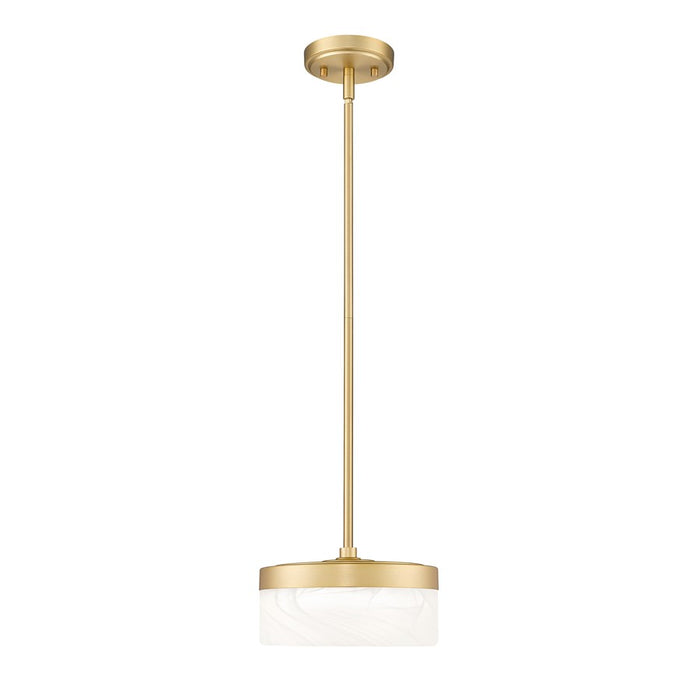 Z-Lite Renaud 1 Light 9" Pendant, Modern Gold/Feathered White - 827P9-MGLD-LED