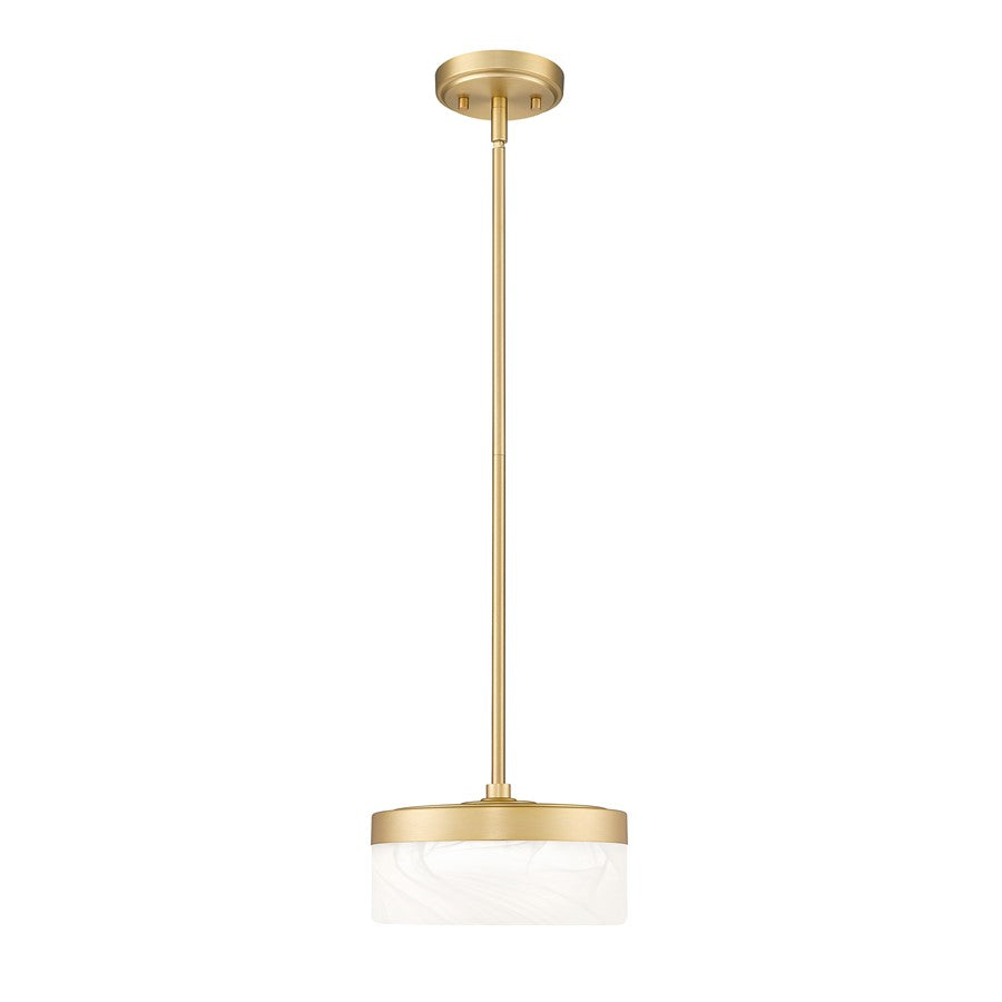 Z-Lite Renaud 1 Light 9" Pendant, Modern Gold/Feathered White - 827P9-MGLD-LED