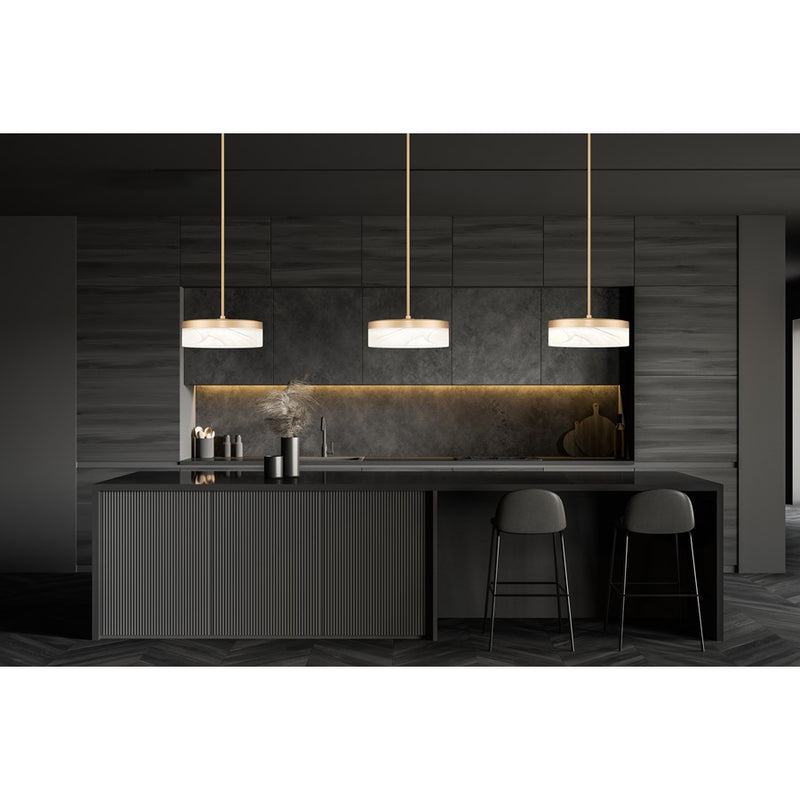 Z-Lite Renaud 1 Light 9" Pendant, Modern Gold/Feathered White