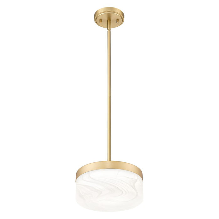 Z-Lite Renaud 1 Light 9" Pendant, Modern Gold/Feathered White