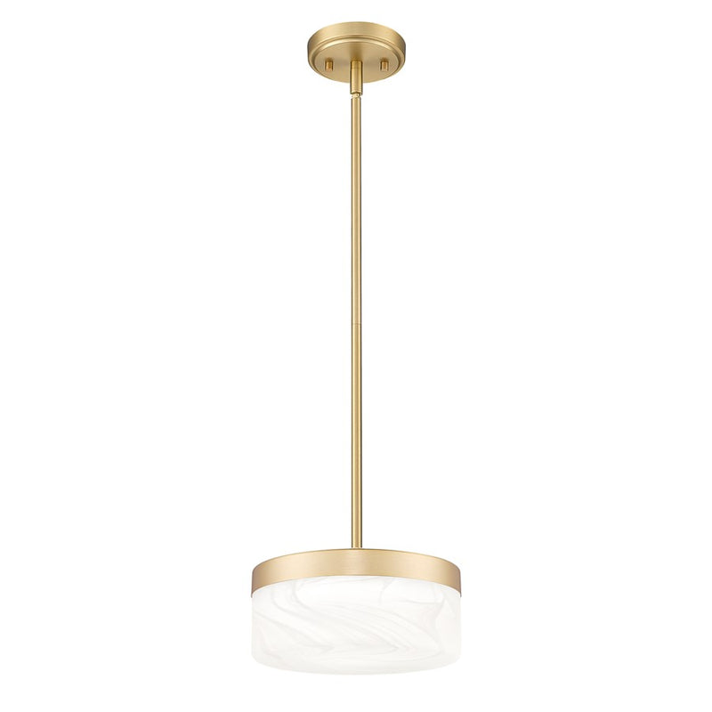 Z-Lite Renaud 1 Light 9" Pendant, Modern Gold/Feathered White