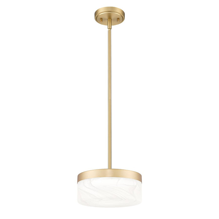 Z-Lite Renaud 1 Light 9" Pendant, Modern Gold/Feathered White