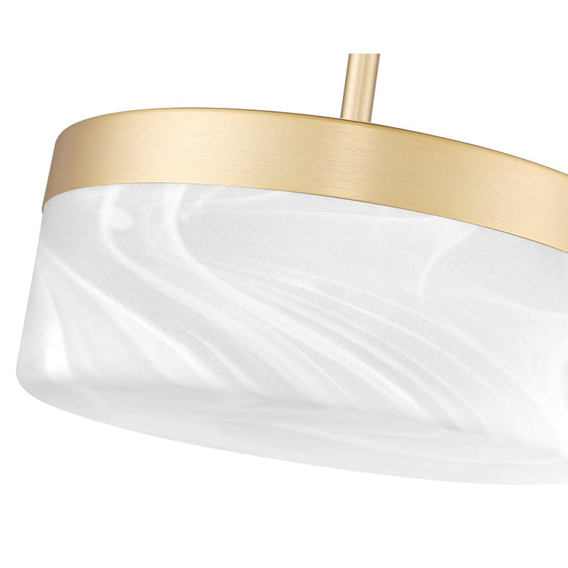 Z-Lite Renaud 1 Light 9" Pendant, Modern Gold/Feathered White