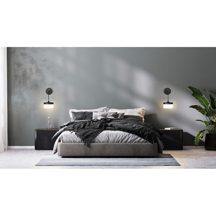 Z-Lite Renaud 1 Light Wall Sconce, Matte Black/Feathered White