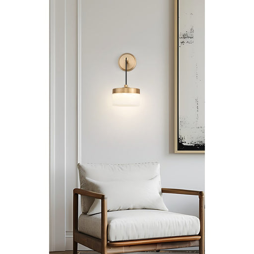 Z-Lite Renaud 1 Light Wall Sconce, Modern Gold/Feathered White