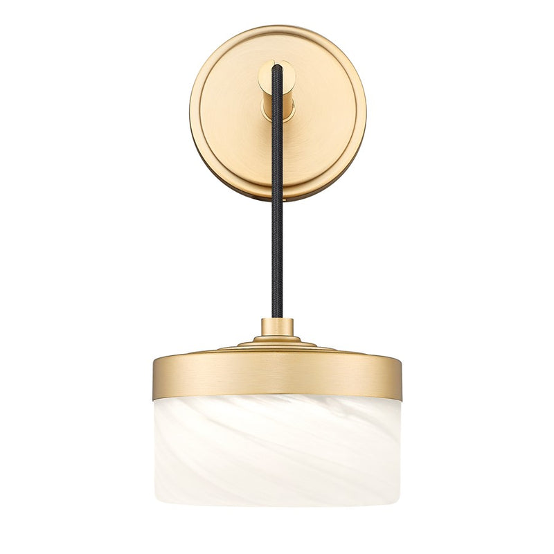 Z-Lite Renaud 1 Light Wall Sconce, Modern Gold/Feathered White