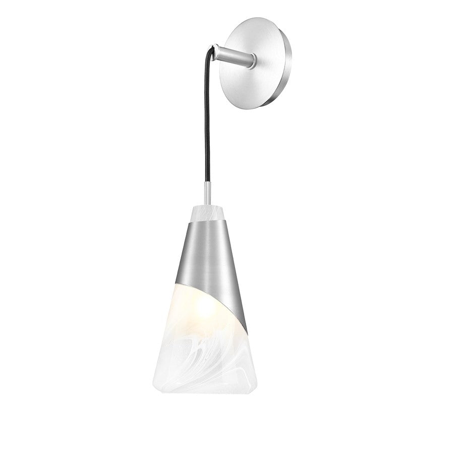 Z-Lite Aimie 1 Light Wall Sconce, Brushed Nickel/White Swirl - 828-1S-BN