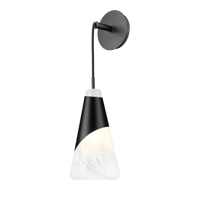 Z-Lite Aimie 1 Light Wall Sconce, Matte Black/White Swirl - 828-1S-MB