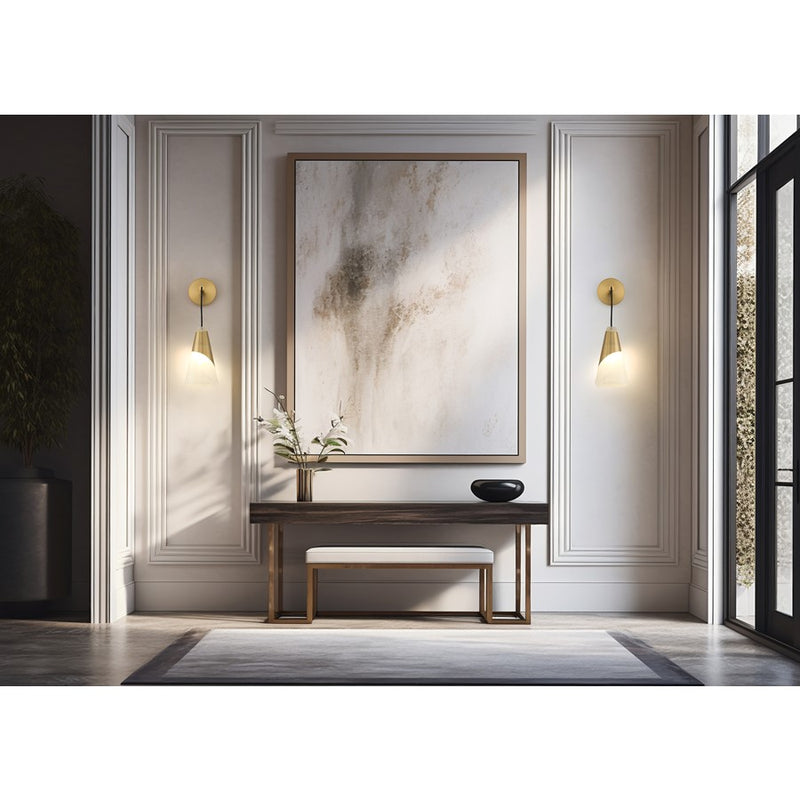 Z-Lite Aimie 1 Light Wall Sconce, Modern Gold/White Swirl