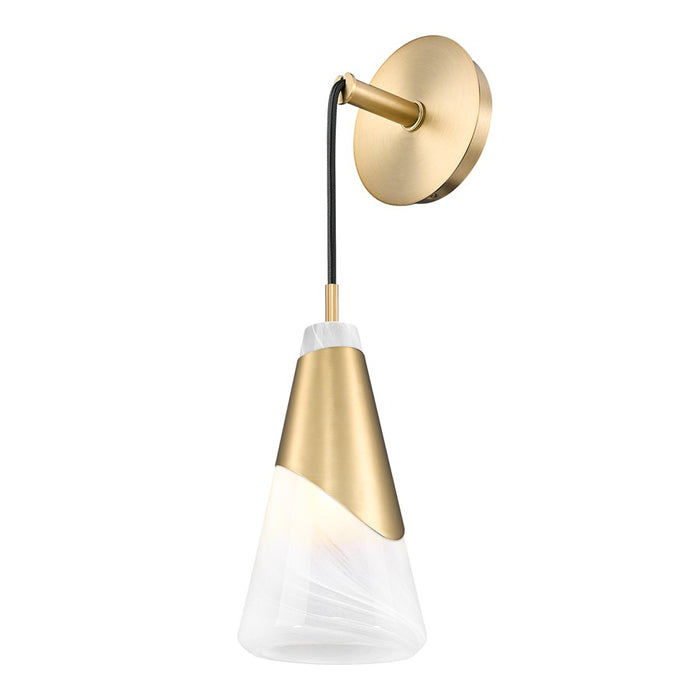 Z-Lite Aimie 1 Light Wall Sconce, Modern Gold/White Swirl
