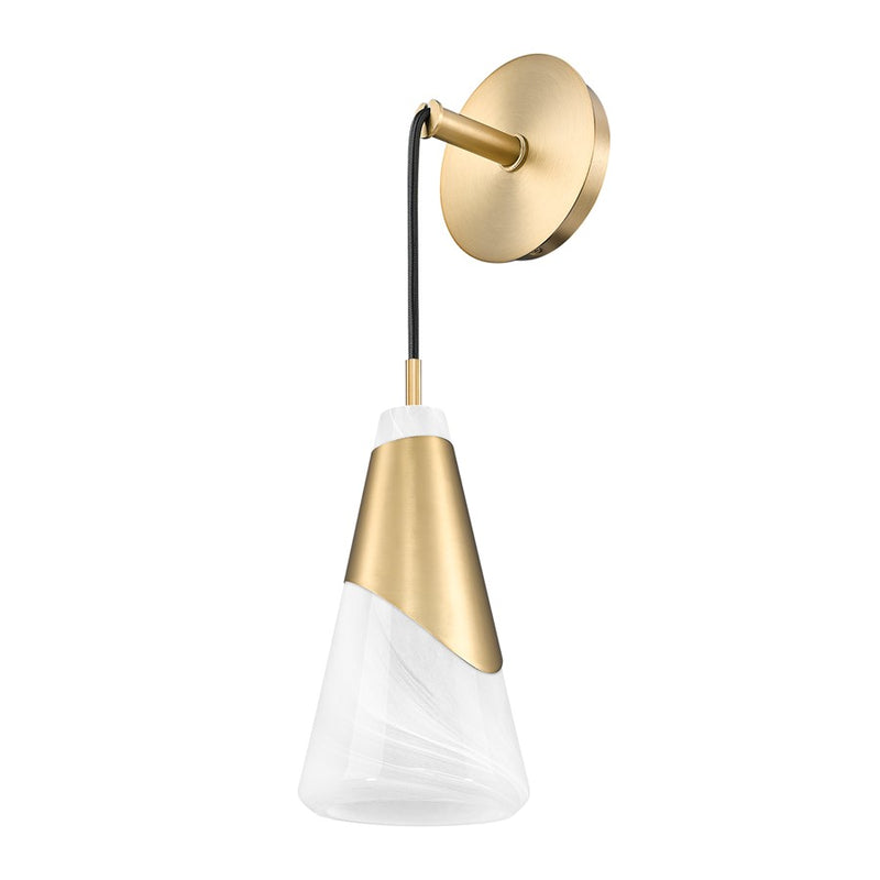 Z-Lite Aimie 1 Light Wall Sconce, Modern Gold/White Swirl