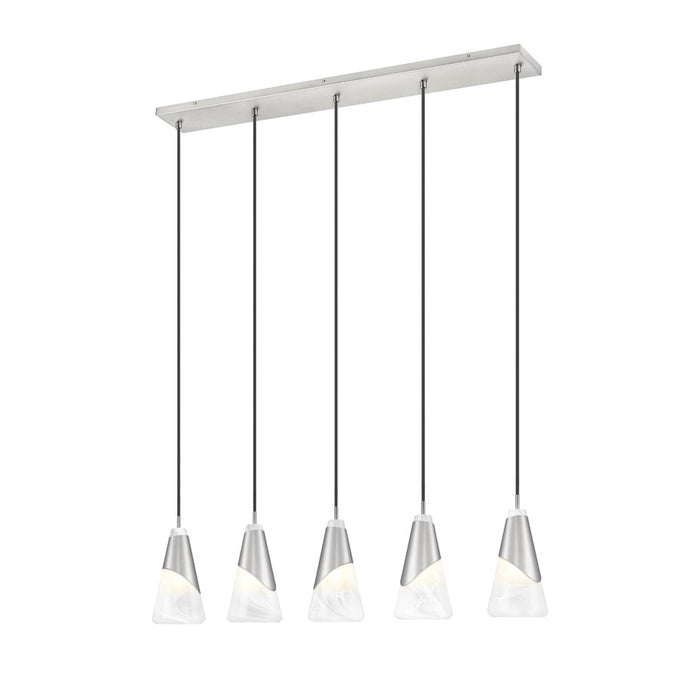 Z-Lite Aimie 5Lt 42" Linear Chandelier, Brushed Nickel/White Swirl - 828P6-5L-BN