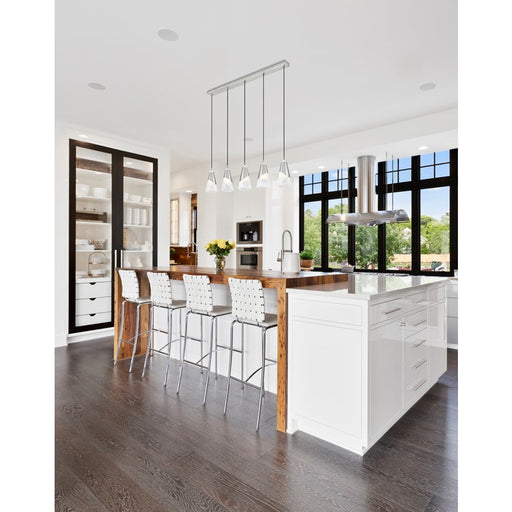 Z-Lite Aimie 5Lt 42" Linear Chandelier, Brushed Nickel/White Swirl