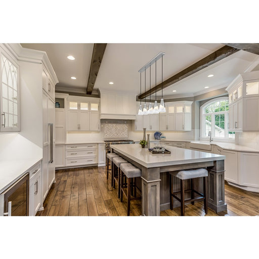 Z-Lite Aimie 5Lt 42" Linear Chandelier, Brushed Nickel/White Swirl