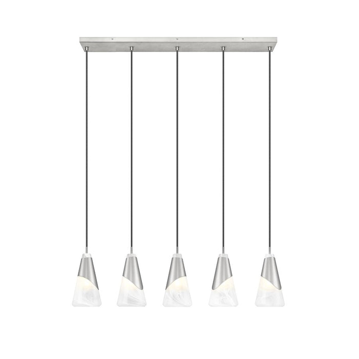 Z-Lite Aimie 5Lt 42" Linear Chandelier, Brushed Nickel/White Swirl
