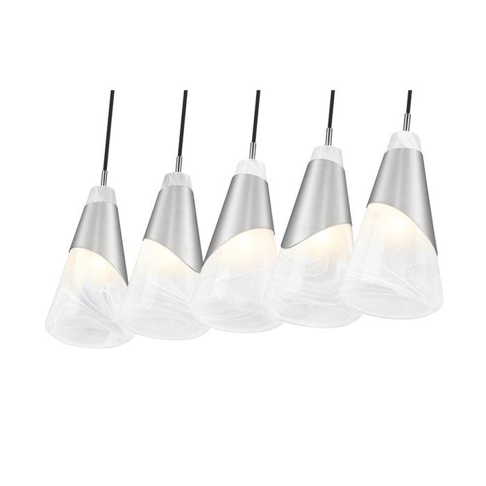 Z-Lite Aimie 5Lt 42" Linear Chandelier, Brushed Nickel/White Swirl