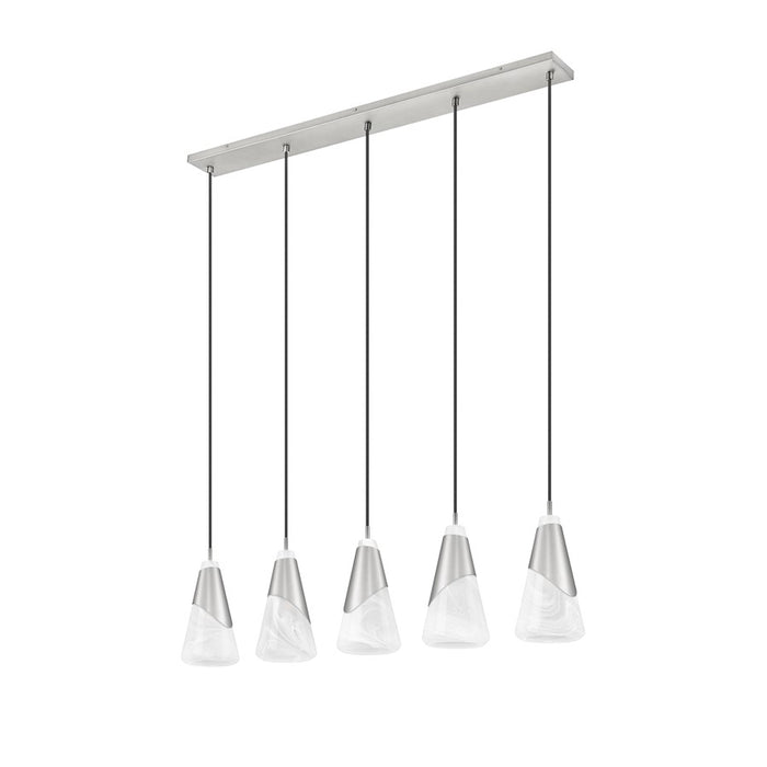 Z-Lite Aimie 5Lt 42" Linear Chandelier, Brushed Nickel/White Swirl
