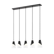 Z-Lite Aimie 5Lt 42" Linear Chandelier, Matte Black/White Swirl - 828P6-5L-MB