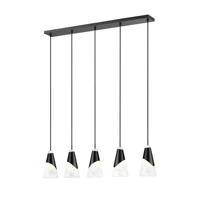 Z-Lite Aimie 5Lt 42" Linear Chandelier, Matte Black/White Swirl - 828P6-5L-MB