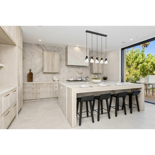 Z-Lite Aimie 5Lt 42" Linear Chandelier, Matte Black/White Swirl