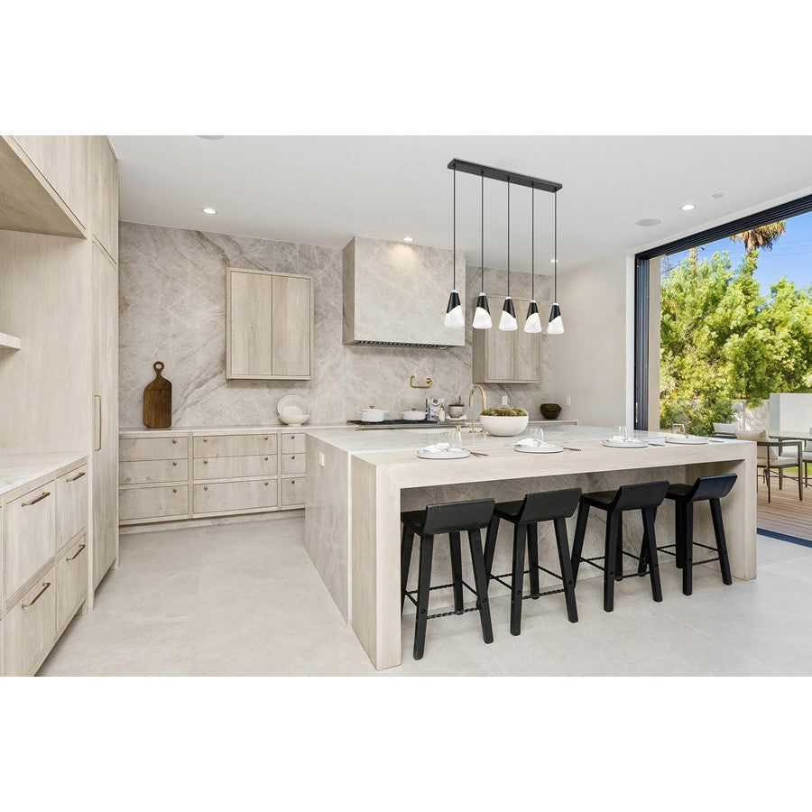 Z-Lite Aimie 5Lt 42" Linear Chandelier, Matte Black/White Swirl