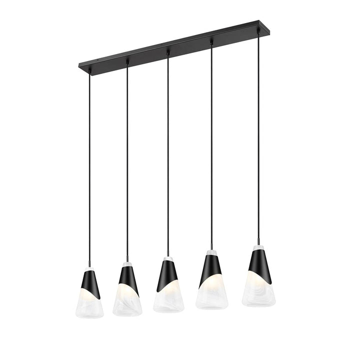 Z-Lite Aimie 5Lt 42" Linear Chandelier, Matte Black/White Swirl