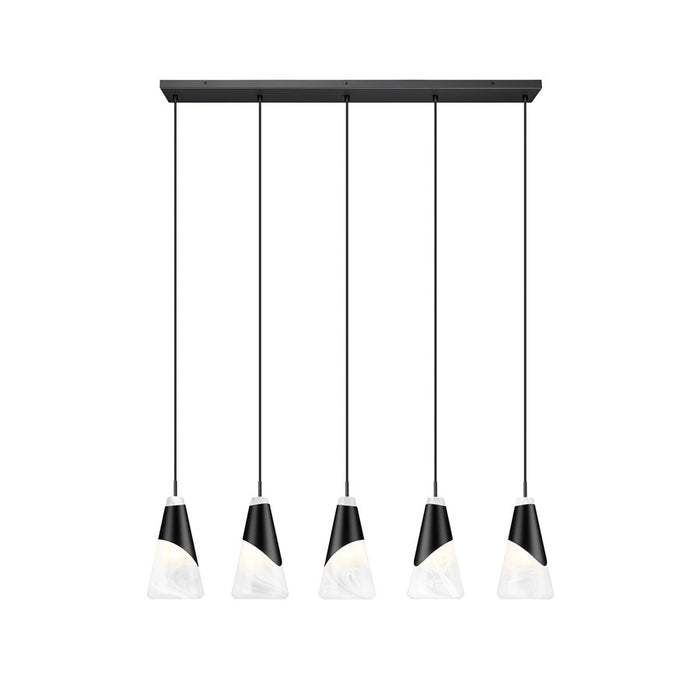 Z-Lite Aimie 5Lt 42" Linear Chandelier, Matte Black/White Swirl