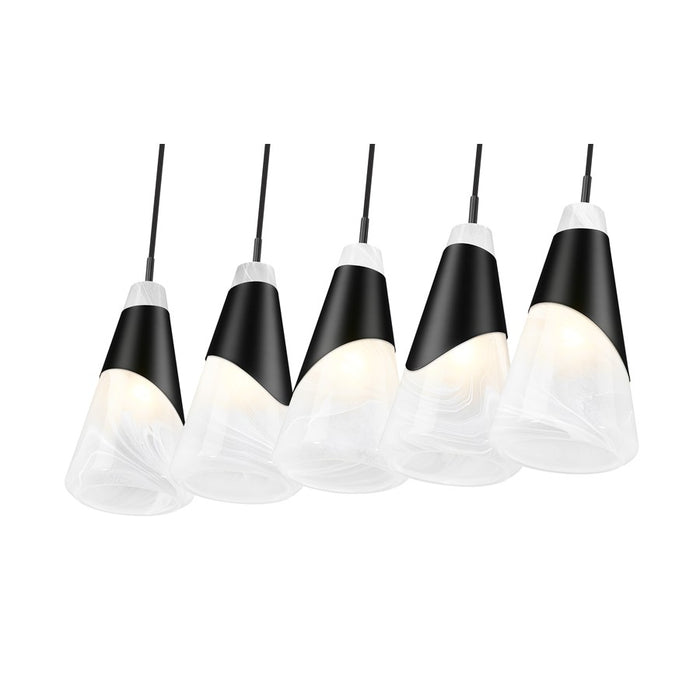 Z-Lite Aimie 5Lt 42" Linear Chandelier, Matte Black/White Swirl