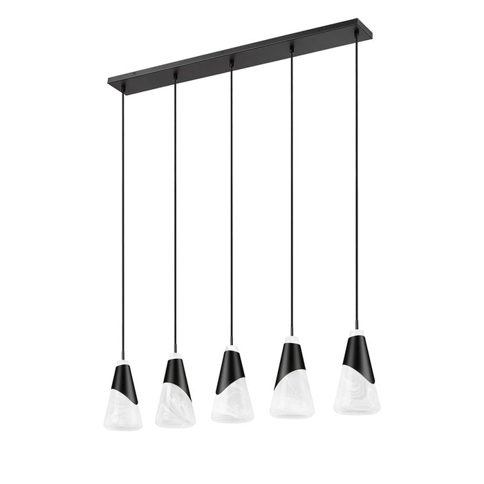 Z-Lite Aimie 5Lt 42" Linear Chandelier, Matte Black/White Swirl