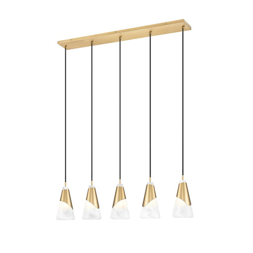 Z-Lite Aimie 5Lt 42" Linear Chandelier, Modern Gold/White Swirl - 828P6-5L-MGLD