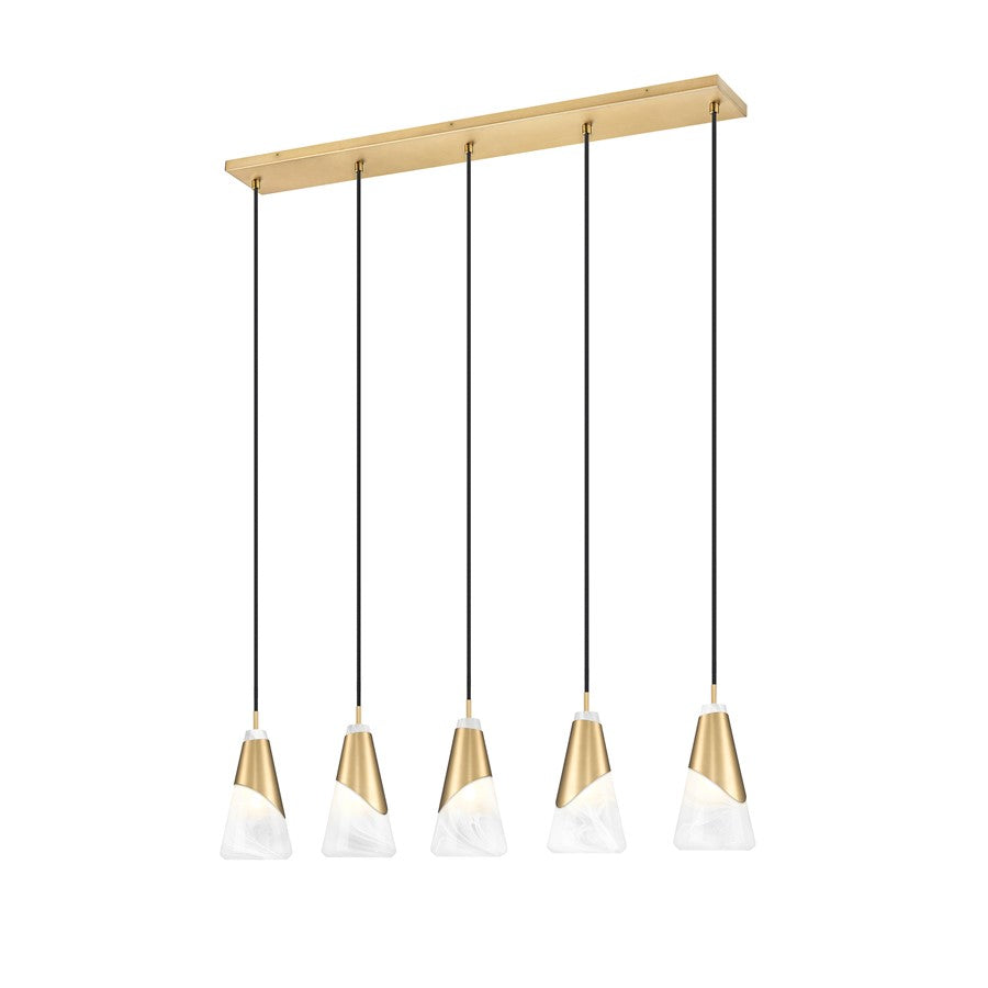 Z-Lite Aimie 5Lt 42" Linear Chandelier, Modern Gold/White Swirl - 828P6-5L-MGLD