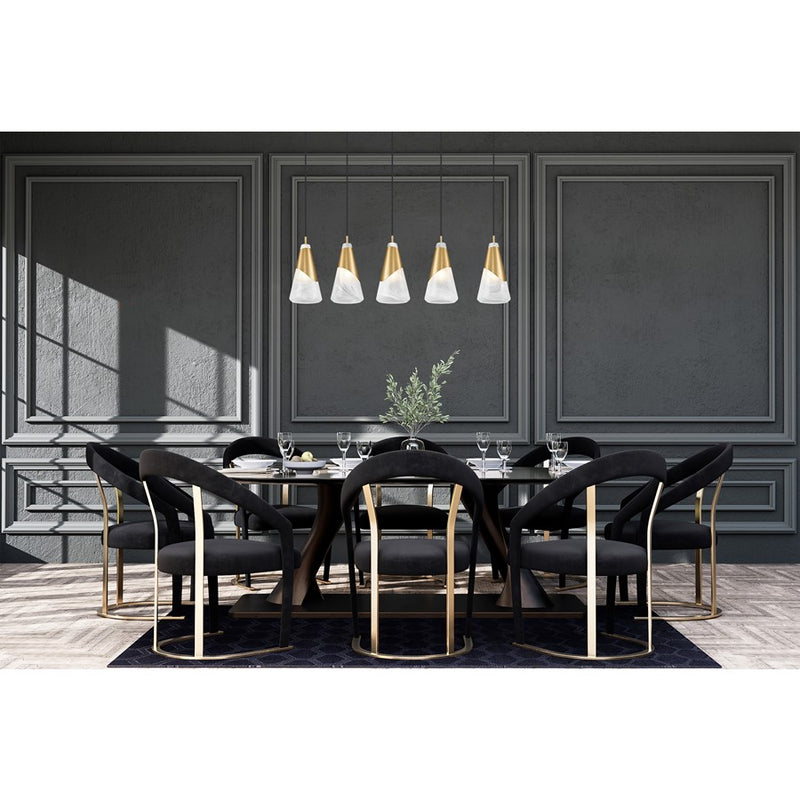 Z-Lite Aimie 5Lt 42" Linear Chandelier, Modern Gold/White Swirl