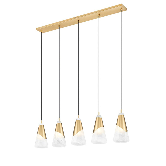 Z-Lite Aimie 5Lt 42" Linear Chandelier, Modern Gold/White Swirl